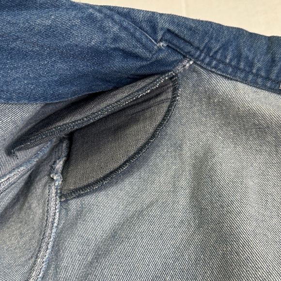 Oversized Blue Denim Blazer Jacket Women’s Small Padded Shoulders Vintage 90s - Picture 2 of 11